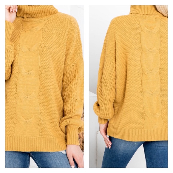 NWT Mustard Cableknit Turtleneck Sweater - Picture 14 of 14